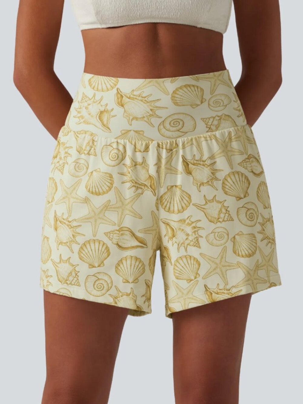 *Halara* High Waisted 2-in-1 Sand Seashell Shorts | 5" with Pockets | XS | NWOT